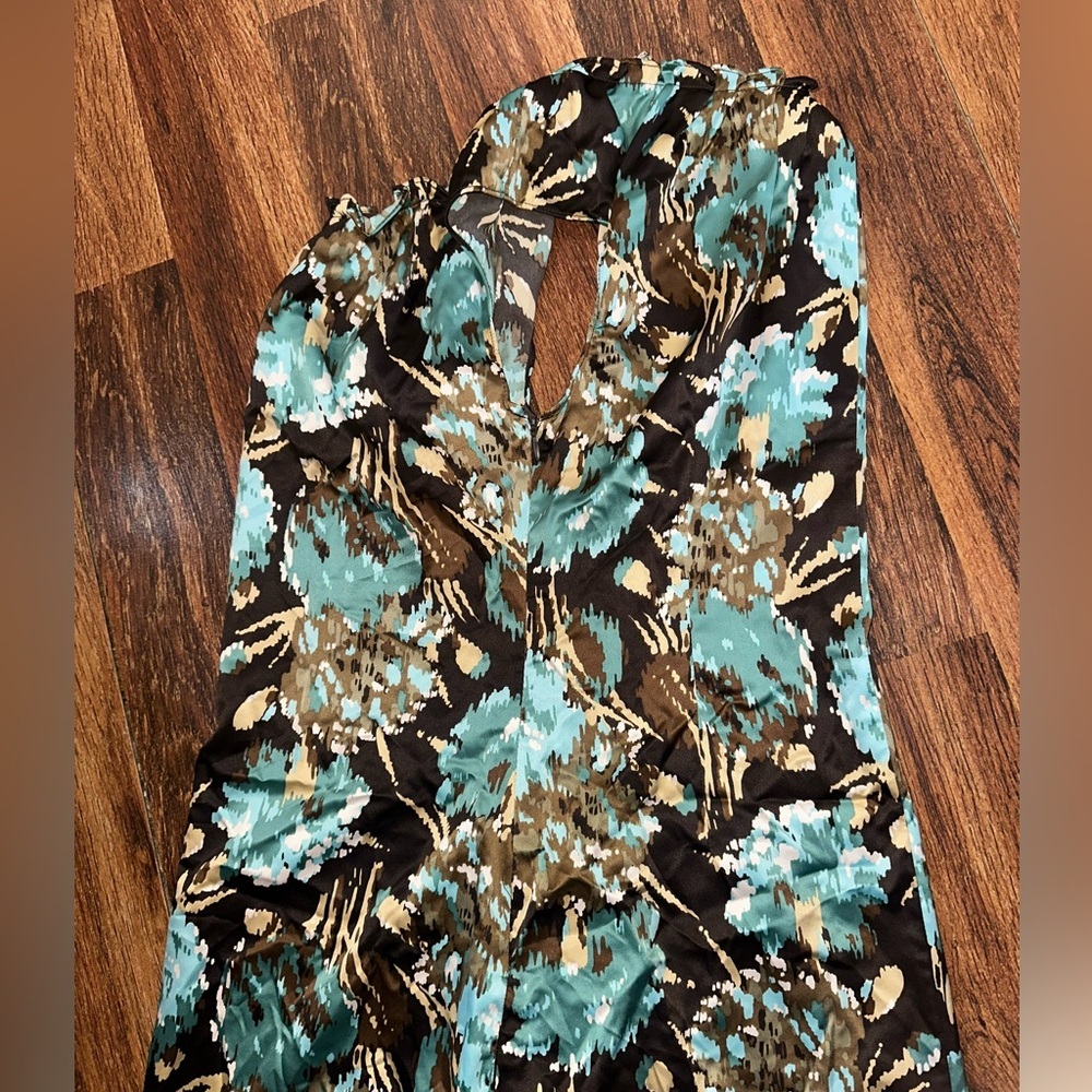 To the Max Teal and Brown Floral Long Sleeve Dress - Picture 5 of 9